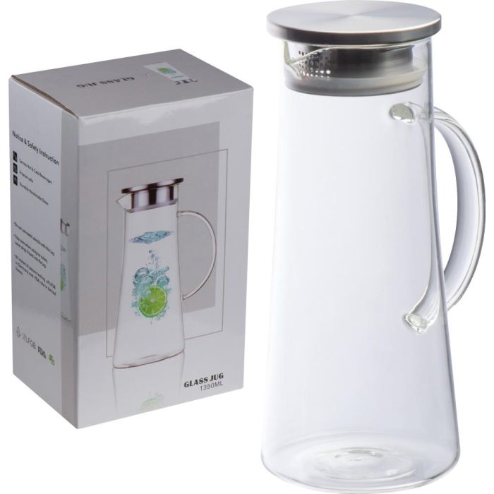 Glaskaraffe mit Edelstahldeckel, 1.350 ml